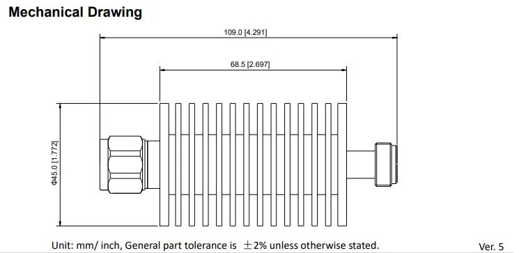 30W DC-6GHz Attenuation Value 1 to 30dB N Connector RF Coaxial Attenuator