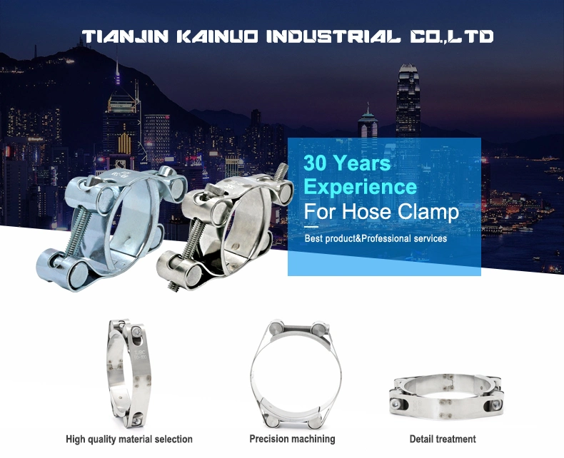 Galvanized Iron Heavy Duty Double Bolts and Double Bands Super Hose Tube Clamp for Heavy-Duty Car, 65--75mm